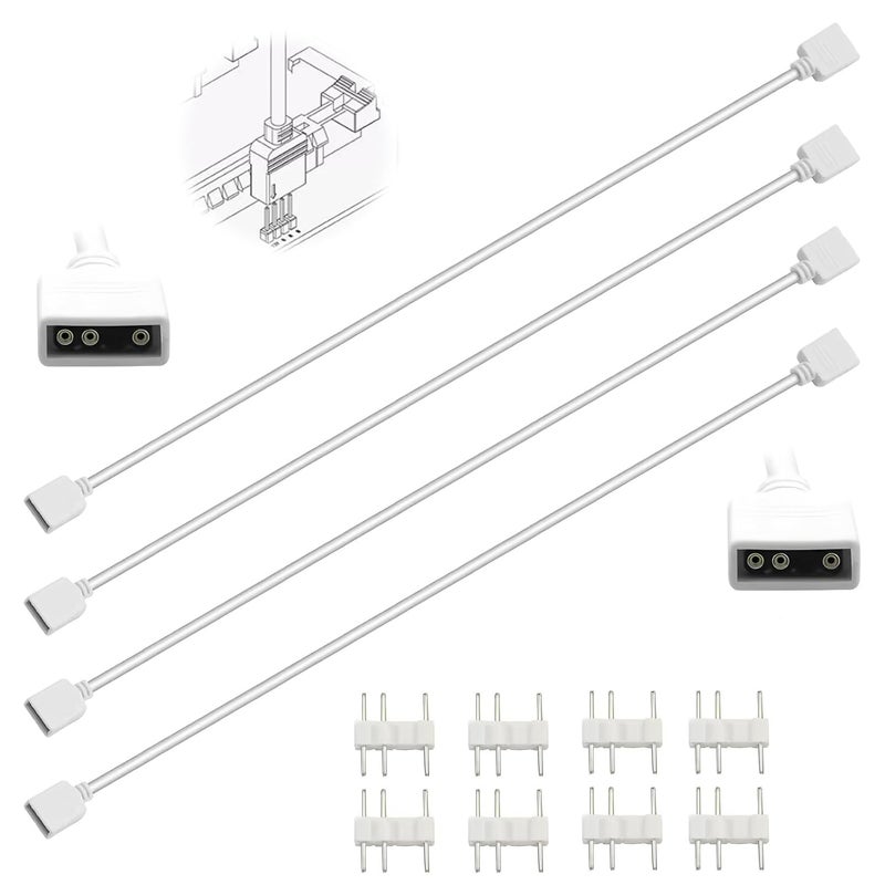 TNJPSEK 3Pin ARGB Spliter Cables with Male Pins, Female to Female Addressable RGB Spliter Extension Cable, 3-Pin RGB Splitter for 5V Computer Chassis PC Fans CPU Coolers Heat Sink (1-to-1 White 20in) - Image 1